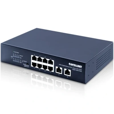 Immagine di Intellinet 8 Port Gigabit Ethernet PoE+ Switch mit 2 RJ45 Uplink Ports 120W di rete 10 / 100 1000 MBit/s IEEE802.3af (15.4 W), IEEE802.3at (30