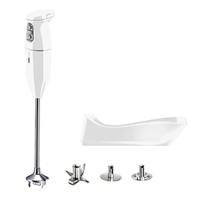 Immagine di bamix Frullatore a immersione cordless PRO, Base di ricarica, Lama, Frusta, Frullino in acciaio, 250 watt, 3 velocità, Made Switzerland, Bianco