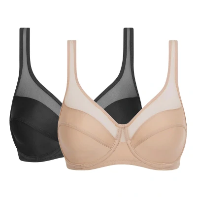 Immagine di DIM Reggiseno con Ferretto Generous Classic Supporto Perfetto Donna x2, Skin/Nero, 6C