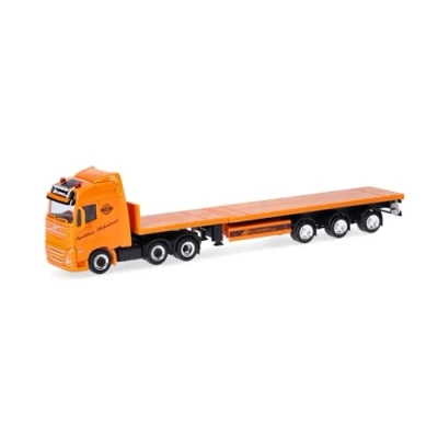 Immagine di herpa modellino camion Volvo FH Gl. 2020 autotreno con semirimorchio telescopico Spedition Hollenhorst, miniatura in scala 1:87, pezzo da collezione, Made Germany, plastica