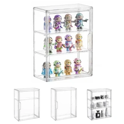 Immagine di Dasellfa Vetrina Espositiva Teca Plexiglass Espositore Vetrinetta Per Collezionismo Modellini Acrilico Trasparente Con Porta Conservazione Dei Giocattoli Figure D&#039;Azione Collezione (27*13*36)