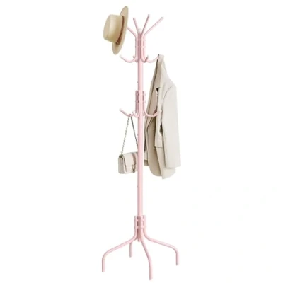Immagine di SONGMICS Appendiabiti da Terra, Attaccapanni in Metallo con 12 Ganci, 4 Gambe, Appendi Abiti Cappotti Cappelli Borse, per Ingresso Camera Letto Ufficio, Rosa Pastello RCR031R01
