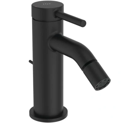 Immagine di Ideal Standard Ceraline, Miscelatore monocomando bidet, Rubinetto bidet Con cartuccia FirmaFlow, asta di comando e piletta, Easyfix, Nero seta