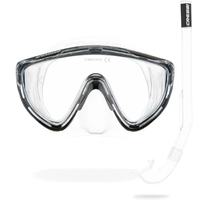 Immagine di CRESSI Tinetto &amp; Mini Island Clear/Black Combo Set Snorkeling Junior Maschera e Snorkel Island, Trasparente/Nero, Taglia Unica