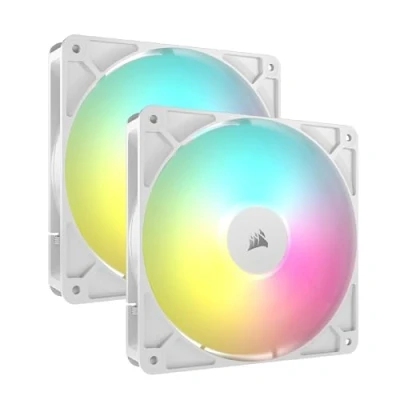 Immagine di CORSAIR RS140 ARGB 140 mm PWM Ventole Connessione a Margherita Basso Rumore Cuscinetto Cupola Magnetica Confezione Doppia Bianco