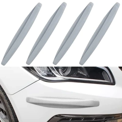 Immagine di Auto Paraurti Anteriore Protector Anticollisione 4 Pezzi Adesivo per Strisce Antigraffio Protezione Antiurto Angolare Auto, Gomma Universale Anti Collisione(Grigio)