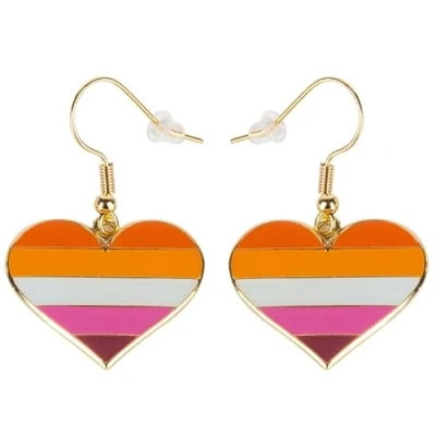 Immagine di Orecchini pendenti a forma di cuore con set sole e orgoglio LGBT gay lesbiche regali arcobaleno gioielli, Ferro