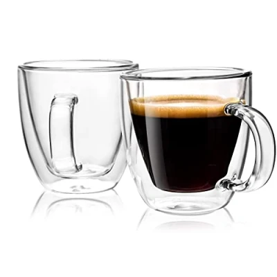 Immagine di Stylusella tazze da caffè in vetro a doppia parete, 150 ml, set di 2 Con manici, eleganti caffè, Tazas de Café Estilo, isolate borosilicato