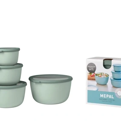 Immagine di Mepal Set di Contenitori multipli Cirqula Round da 4 pezzi con coperchio Adatto come scatola portaoggetti, frigorifero, congelatore e stoviglie a microonde 500, 1000, 2000, 3000