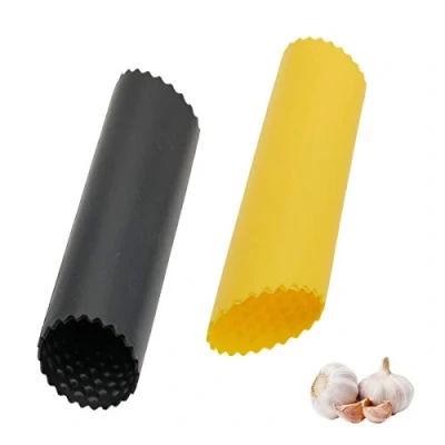 Immagine di BaiJ Pela Aglio in Silicone,2 Pezzi Manuale Sbuccia Peel Utensile da Cucina Sbucciatore Facile Sbucciare Resistente e Inodore Nero/Giallo