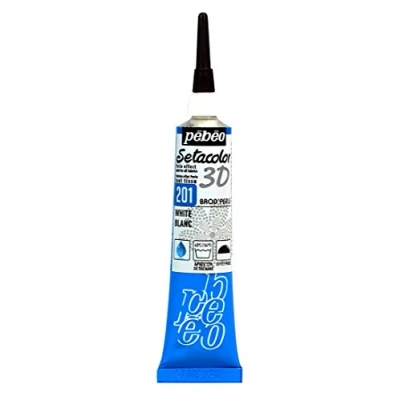 Immagine di PEBEO Setacolor 3D Dimensional Brod&#039;Perle Colore per tessuti, effetto perlato, tubetto da 20 ml, colore: Bianco