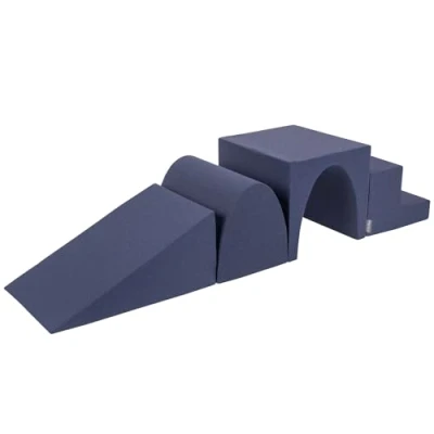 Immagine di KiddyMoon Area di Gioco in Schiuma Percorso A Ostacoli per Bambini, Elemento Cuneo/Montagna/Tunnel/Gradini, Blu Scuro