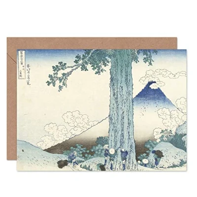 Immagine di Artery8 Hokusai Mishima Mountain Pass Kai Province Japanese Fine Art Greeting Card Plus Envelope Blank Inside Montagna giapponese
