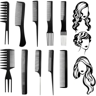 Immagine di 10 Pezzi Pettini Capelli,Pettine Denti Stretti,Pettine per Capelli pettine Accessori,Pettini Set Casa Salone Viaggiare
