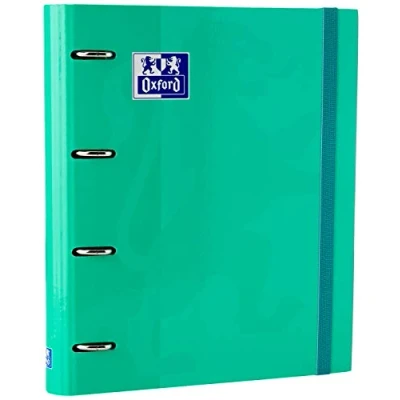Immagine di Oxford, Raccoglitore 4 anelli A4+ con ricambio e gomma, copertina rigida, 100 fogli, griglia 5 x 5, colore: Ice Mint