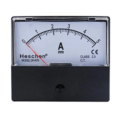Immagine di Heschen Amperometro, misuratore di corrente con pannello rettangolare DH 670, DC 0 5A, classe 2.0, marchio CE