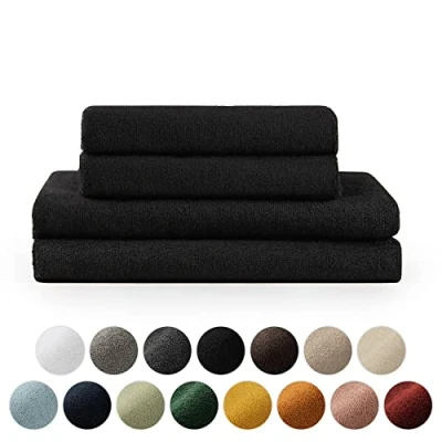 Immagine di Blumtal Asciugamani Bagno, Super Assorbenti, 100% Cotone Certificato Oeko Tex 100, Set da 2 Teli Bagno (70x140cm) + (50x100cm), Nero