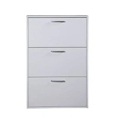 Immagine di COMPOSAD Scarpiera della Linea FACILE con 3 Ribalte, Slim, Salvaspazio, Bianca, (LxAxP) 65,10x99,60x15 cm, Colore Bianco, Made in Italy