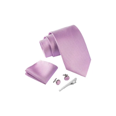 Immagine di Massi Morino Cravatta Porpora e fazzoletto da uomo con camicia gemelli, parure fermacravatta set I Accessori sposa Cravatte Elegante Confezione Regalo