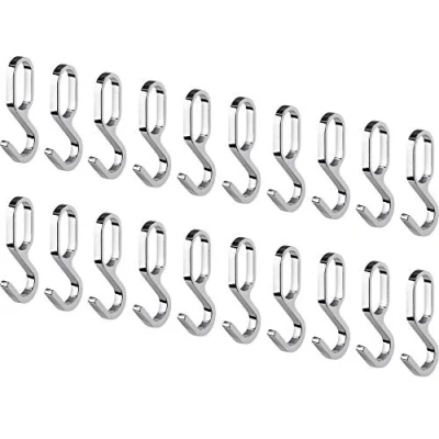 Immagine di Gedotec Gancio sospeso di design per tubo ovale dell&#039;armadio della guida a S in metallo cromato lucido appendiabiti 30 x 15 mm 20 Pezzi