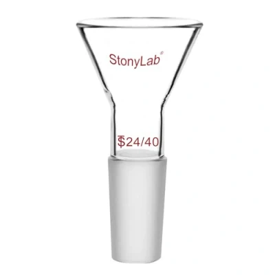 Immagine di stonylab Imbuto per Polvere a Stelo Corto in Vetro con Diametro Esterno Superiore di 50mm e Interno Giunto 24/40, Glass Funnel Lab