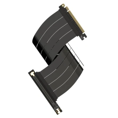 Immagine di LINKUP AVA5 Cavo Riser PCIE 5.0 [40cm] Pronto Futuro per Supporto GPU Verticale Gen 5 Velocità x16 128GB/s Compatibile con 4.0 &amp; WRX80/WRX90E Angolo Retto Nero