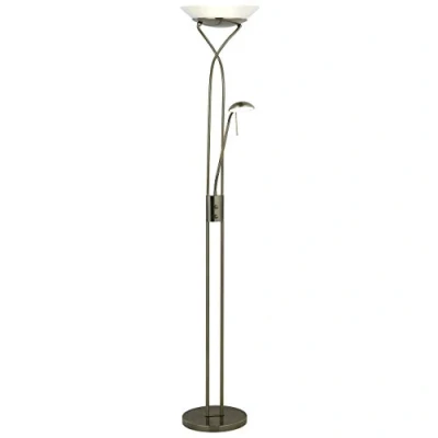 Immagine di Brilliant Ollie Lampada da terra LED con luce di lettura (monocolore) 18 W Ottone