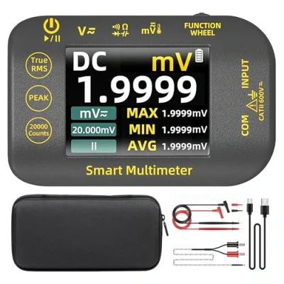 Immagine di BSIDE S40 Mini Multimetro Digitale Tascabile 20000 Conteggi TRMS di Precisione 1000V con LCD a Colori e Supporto, Tester Elettricista Ricaricabile per Fotovoltaico Millivolt AC Peak