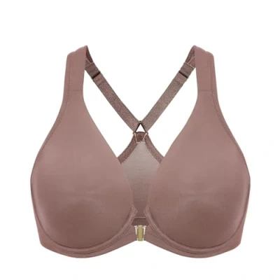 Immagine di DELIMIRA Donna Reggiseno con Apertura Frontale Sostegno Totale Senza Imbottitura Ferretto Racerback Marrone Viola 6F
