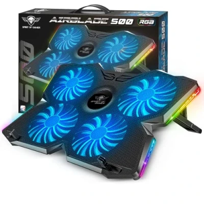 Immagine di Spirit Of Gamer, Raffreddamento PC Portatile da 10 a 17 pollici, 4 Ventole Silenziose, Compatibile con PS5, PS4, Xbox e PC, Base di Retroilluminata RGB, Supporto per Laptop Ventilato