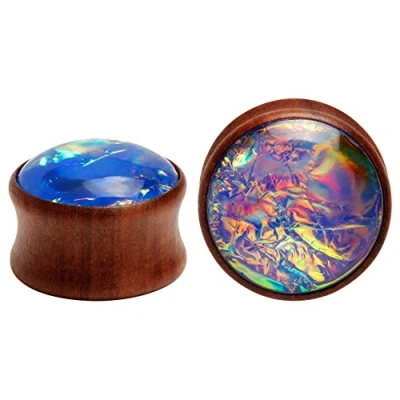 Immagine di KUBOOZ Sea Shell Center Legno Ear Plugs Tunnels Calibri Gioielli Piercing barella