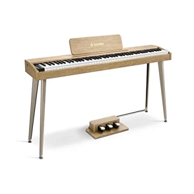 Immagine di Donner DDP 60 Pianoforte digitale a 88 tasti per principianti, tastiera elettrica con sensibili alla velocità, 128 voci, 83 ritmi, 8 effetti di riverbero, 5 curve intensità