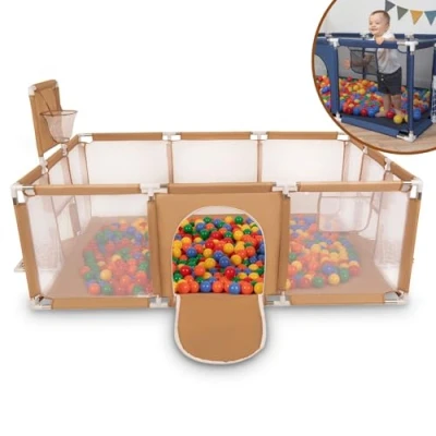 Immagine di Selonis Recinto Per Bambini Con 100 Palline 6 Cm, Playground Box, Beige: Giallo/Verde/Blu/Rosso/Arancione
