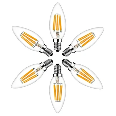 Immagine di RANBOO Lampadine Filamento C35 Lampadina LED Candela E14 6W Equivalenti a 60W 600LM Bianco Caldo 2700K AC 220 240V Fiamma Forma Non Dimmerabile 6 Pezzi