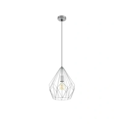 Immagine di Eglo lampada a sospensione Carlton, uno punto luce vintage, retrò in acciaio, argento, attacco E27