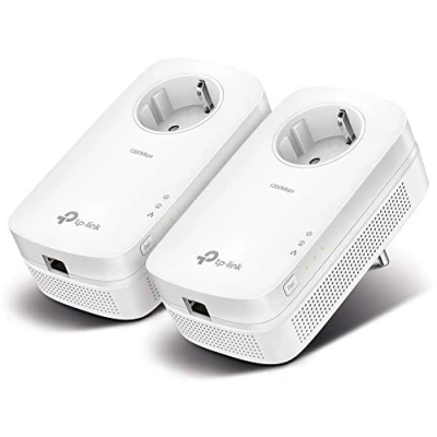 Immagine di TP Link TL PA8010P KIT Powerline AV1300 con porta Gigabit e Schuko presa elettrica integrata, Plug &amp; play, non richiede alcuna configurazione, Bianco