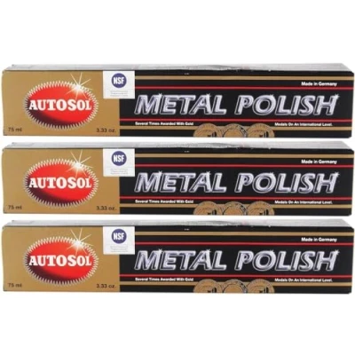 Immagine di Autosol Lucidante per carrozzeria auto “Metal Polish, set da 3 pezzi, 75 ml, cromature e acciaio