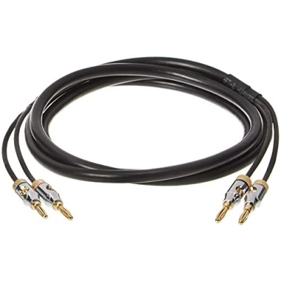 Immagine di Amazon Basics Cavo per altoparlanti con Connettore a banana placcati in oro, CL2, privo di ossigeno al 99,9%, 1.8 m, Nero