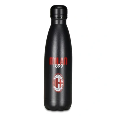 Immagine di Seven Borraccia A.C. MILAN Calcio, Nero Rosso, Termica in Acciaio Inox Interno Esterno, Mantenimento Temperatura fino a 24h, Scuola Bambino Bottle
