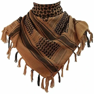 Immagine di Morbido Cotone Shemagh Sciarpa Arabo Cappello Da Sole Combattimento Deserto Keffiyeh SAS Army Tattico Militare Testa Collo Avvolgere Maschera, Caff, Taglia unica