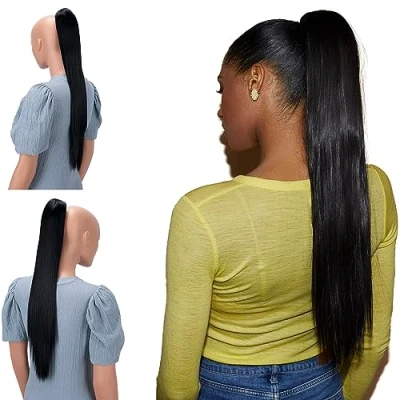 Immagine di CAISHA 60cm Coda Capelli Stella Con Pinza Lungo Extensions Finta Per Donna Liscio Nero H601