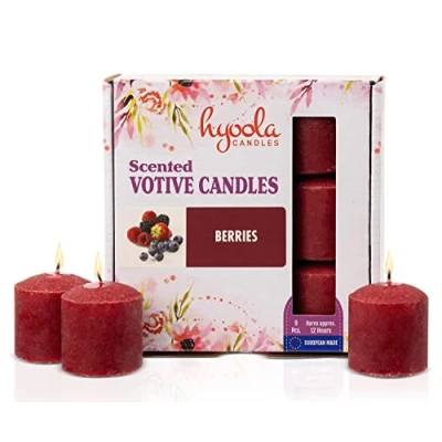 Immagine di Hyoola Candele Profumate Votive Piccole Frutti di Bosco Durata Candela Votiva 12 Ore Set da 9 Made in EU