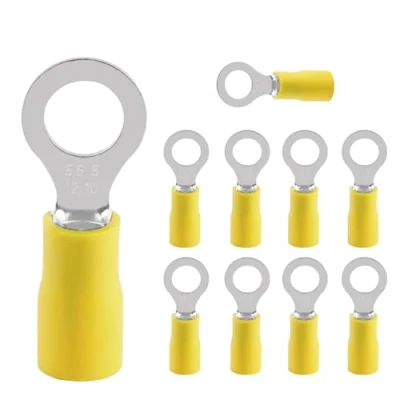 Immagine di 10 Pezzi Connettori ad Anello,Connettore Occhiello,Capicorda Preisolati PVC,4,0 6,0 mm² giallo foro Ø M5 RV,per collegare elettricamente gli cavi