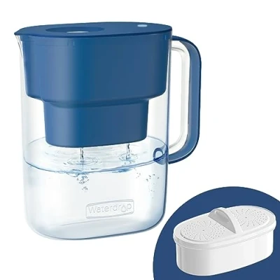 Immagine di Waterdrop Lucid NSF Certificato 3.5L Caraffa Filtrante Progettata con 1x90 Giorni Filtro, Riduce Piombo, Fluoro, Cloro e Altro, Senza BPA, Blu Classico (Filtro di Ricambio: WD PF 01A Plus)