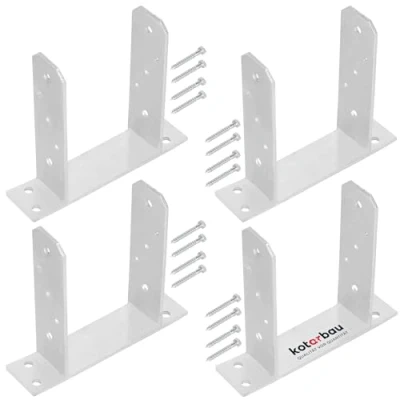 Immagine di KOTARBAU® 4 supporti per pali da 140 mm TT in acciaio zincato a caldo tasselli, ancoraggio legno, metallo, base legno quadrato
