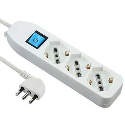 Immagine di Electraline 62068 Multipresa Tripla 3 posti polivalenti (schuko + 10/16A) con Interruttore Cavo 1,5 m Bianco