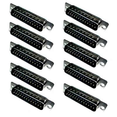 Immagine di Oiyagai 10Pz Connettore DB25 Tipo da Saldatura Maschio D Sub con Coppa di Saldatura, Nero