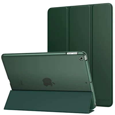 Immagine di MoKo Cover Compatibile con 2018/2017 iPad 9.7 6th/5th Generazione, Ultra Sottile Leggero Custodia in Tri Fold Auto Sveglia/Sonno Retro Semi Trasparente Rigido, Verde notte