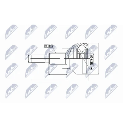 Immagine di NTY NPZ FT 054 Kit Giunto Omocinetico Assale anteriore Dx, Sx con anello di sicurezza interno FIAT: Freemont