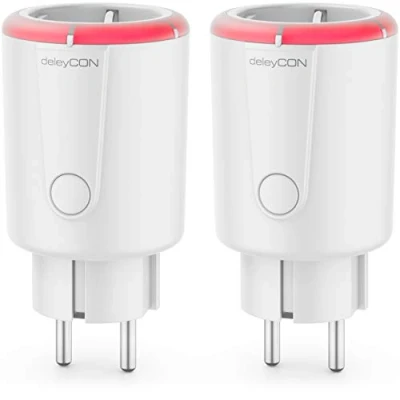 Immagine di deleyCON 2 Pezzi Timer Digitale Funzione Conto Alla Rovescia Presa di Corrente Tempo Commutazione da 1 a 5 Ore Max. 1800W Serratura Prova Bambino Area Interna Bianco